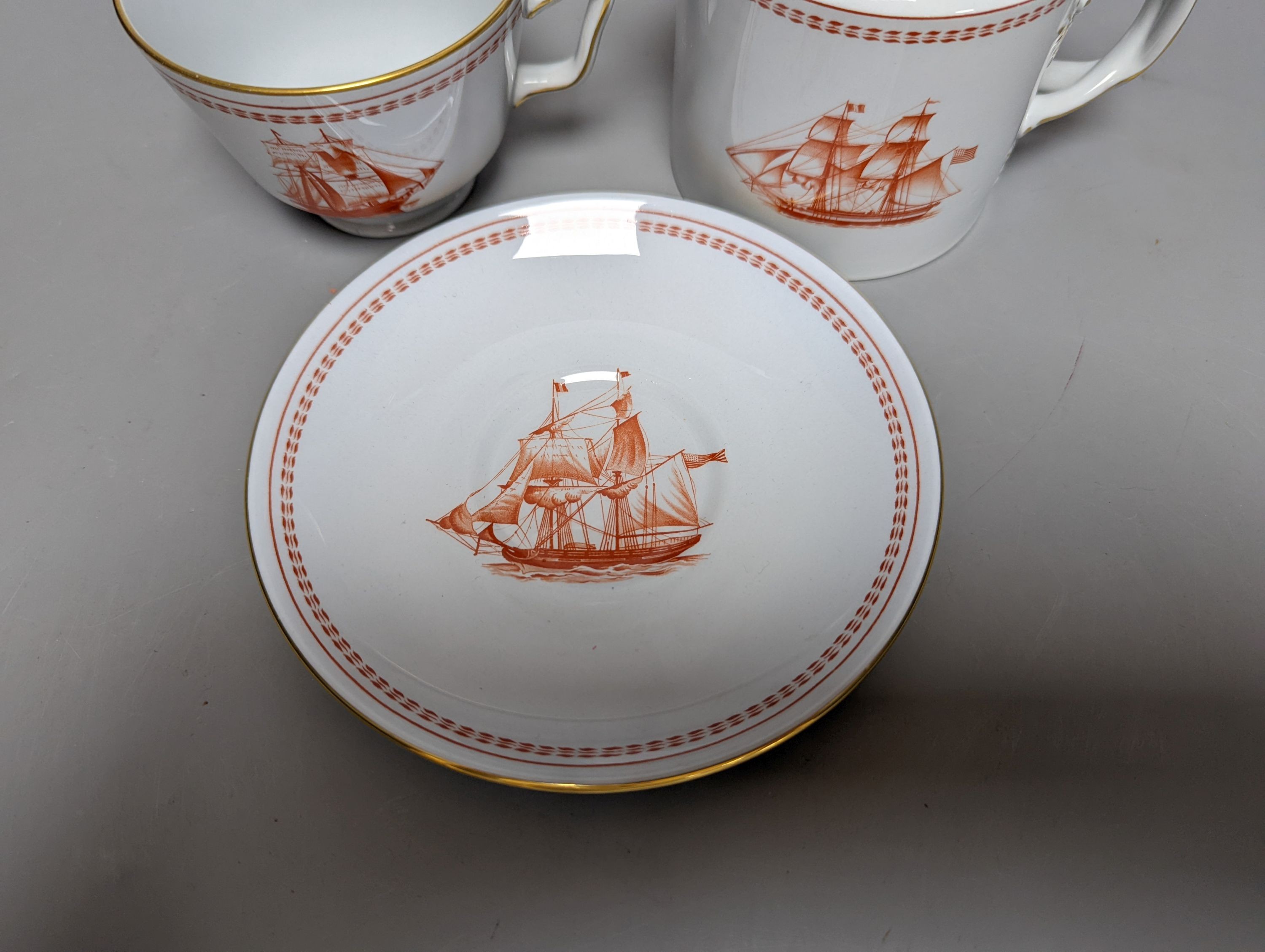 A Spode 'Tradewinds' fruit bowl and matching tea service for six settings